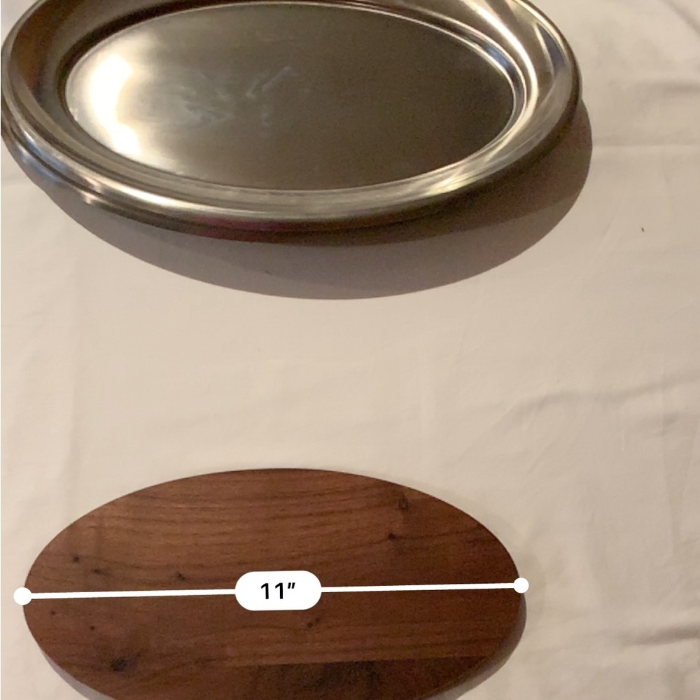 Vintage Beautiful Gently Loved Stainless Tray w Walnut Insert by Vollrath - Picture 11 of 12